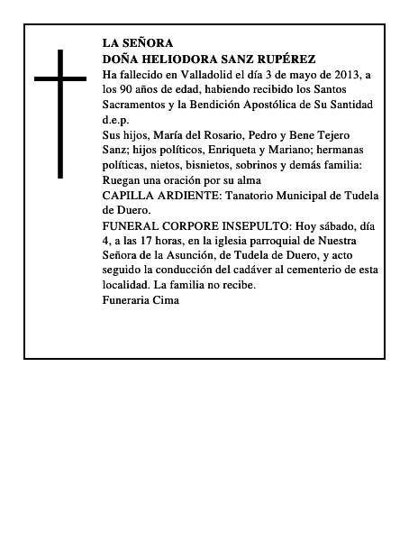 Doña Heliodora Sanz Rupérez
