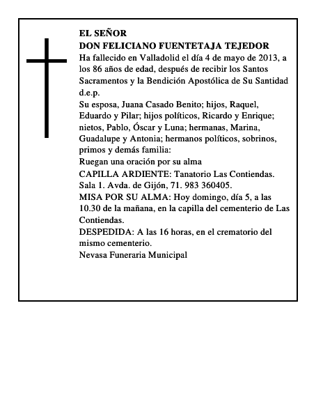 Don Feliciano Fuentetaja Tejedor