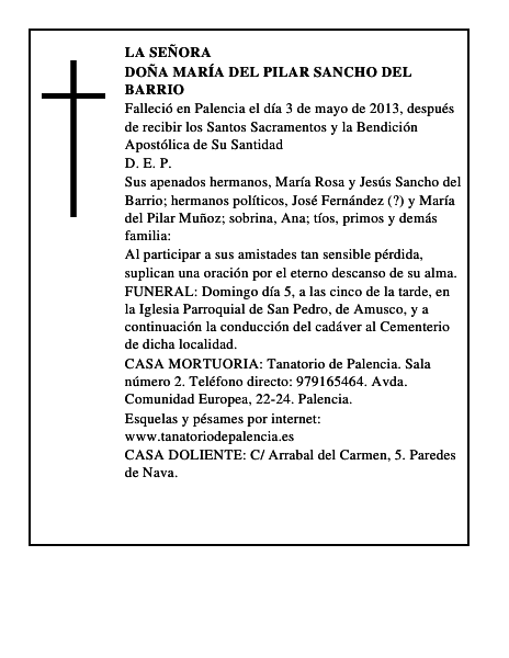 Doña María del Pilar Sancho del Barrio