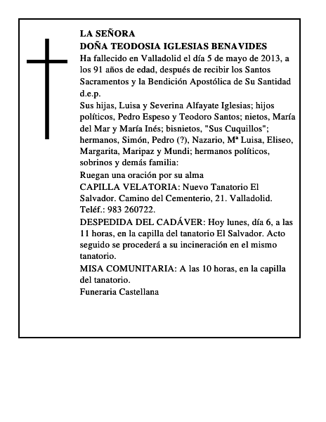 Doña Teodosia Iglesias Benavides