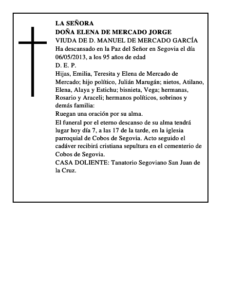 Doña Elena de Mercado Jorge
