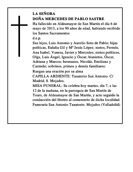 Doña Mercedes de Pablo Sastre