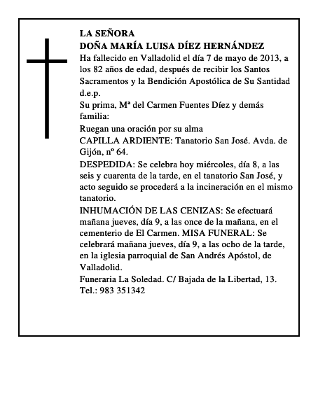 Doña María Luisa Díez Hernández