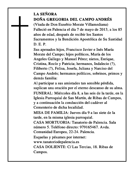 Doña Gregoria del Campo Andrés