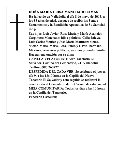 Doña María Luisa Manchado Cimas