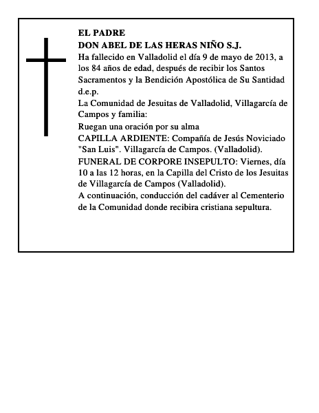 Don Abel de las Heras Niño S.J.