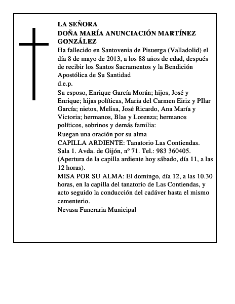 Doña María Anunciación Martínez González