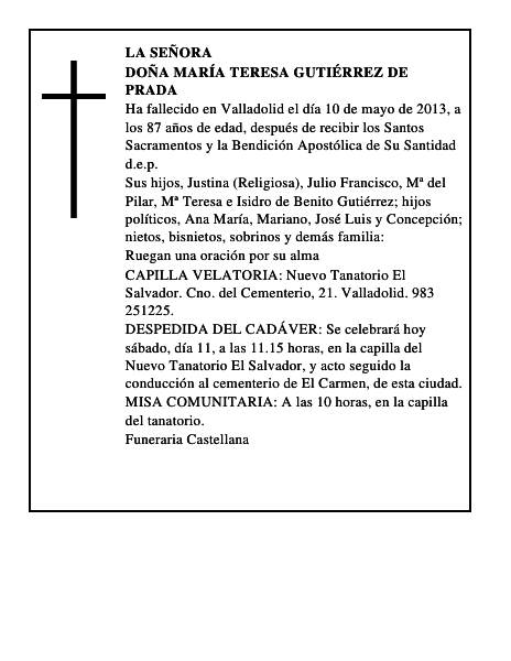 Doña María Teresa Gutiérrez de Prada