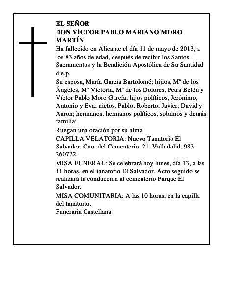 Don Víctor Pablo Mariano Moro Martín