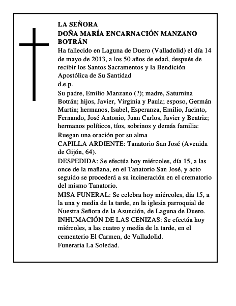 Doña María Encarnación Manzano Botrán