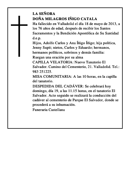Doña Milagros Iñigo Catala