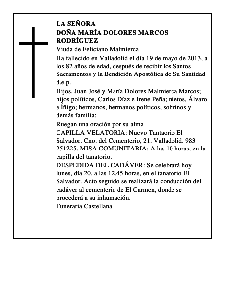 Doña María Dolores Marcos Rodríguez