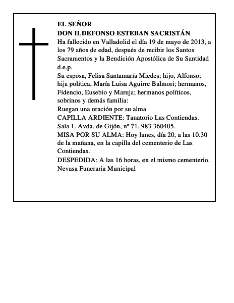 Don Ildefonso Esteban Sacristán