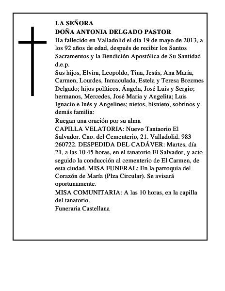 Doña Antonia Delgado Pastor