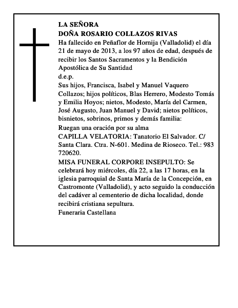 Doña Rosario Collazos Rivas