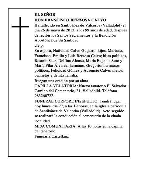 Don Francisco Berzosa Calvo