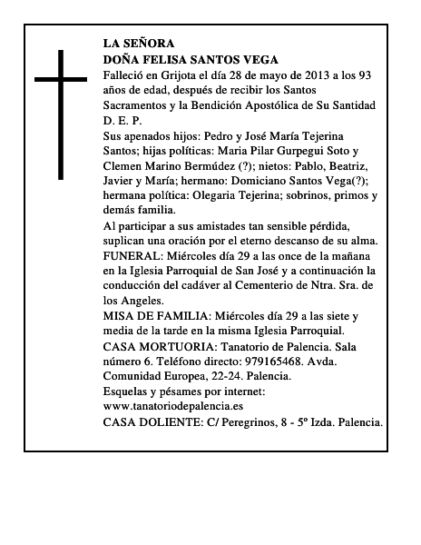 Doña Felisa Santos Vega