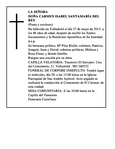 Doña Carmen Isabel Santamaría del Rey