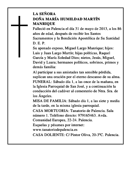 Doña María Humildad Martín Manrique