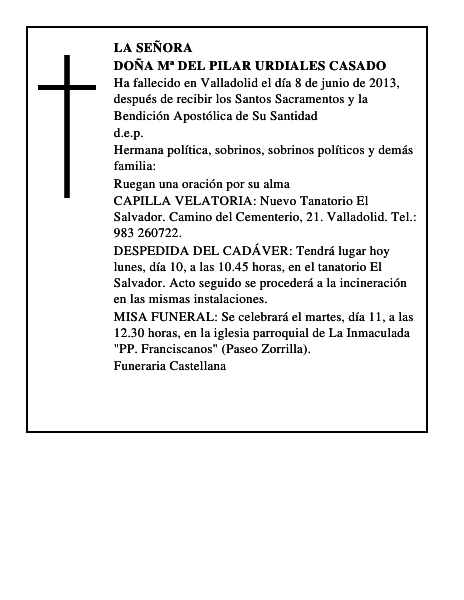 Doña Mª del Pilar Urdiales Casado