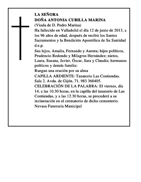 Doña Antonia Cubilla Marina