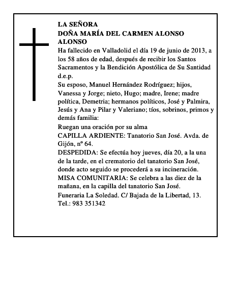 Doña María del Carmen Alonso Alonso