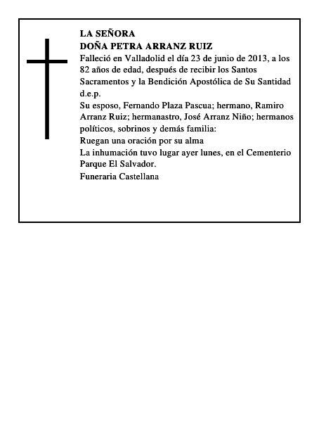 Doña Petra Arranz Ruiz