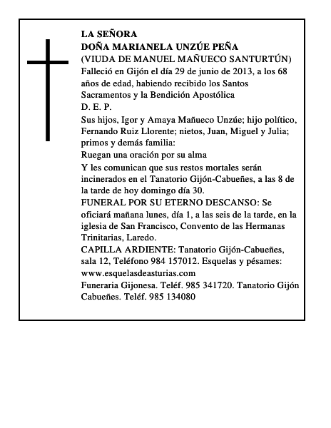 Doña Marianela Unzúe Peña