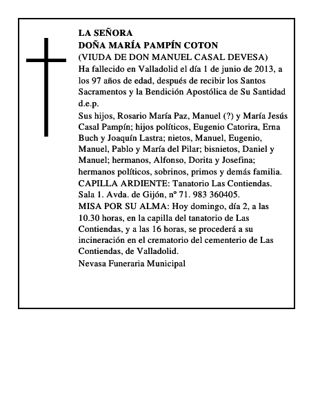 Doña María Pampín Coton