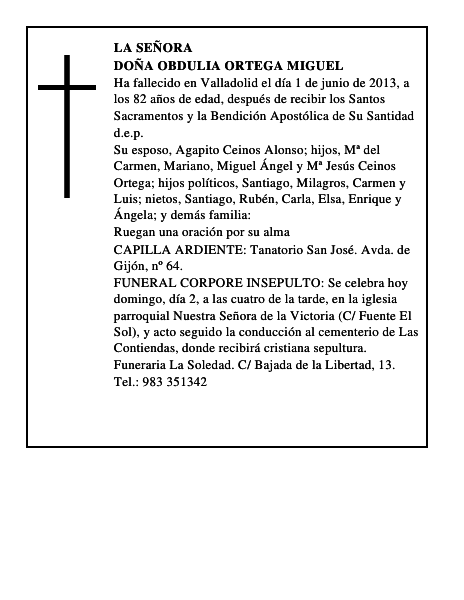 Doña Obdulia Ortega Miguel