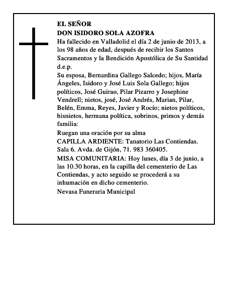 Don Isidoro Sola Azofra