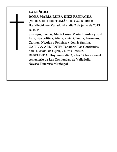 Doña María Luisa Díez Paniagua