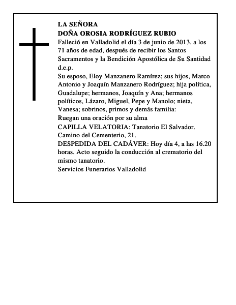 Doña Orosia Rodríguez Rubio