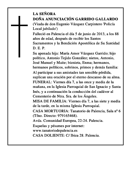 Doña Anunciación Garrido Gallardo