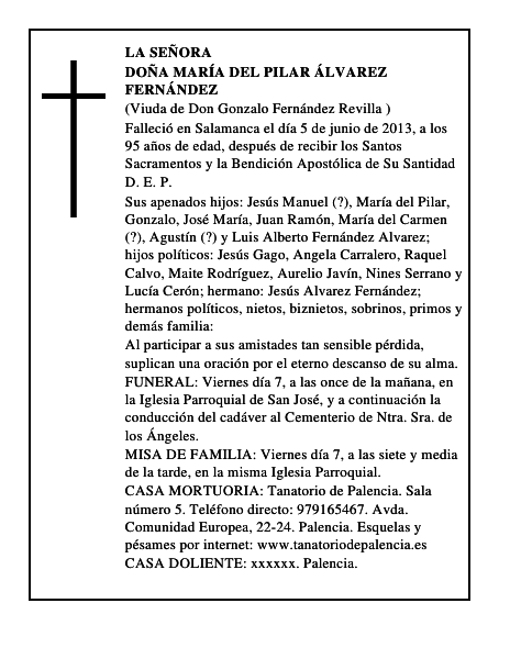 Doña María del Pilar Álvarez Fernández