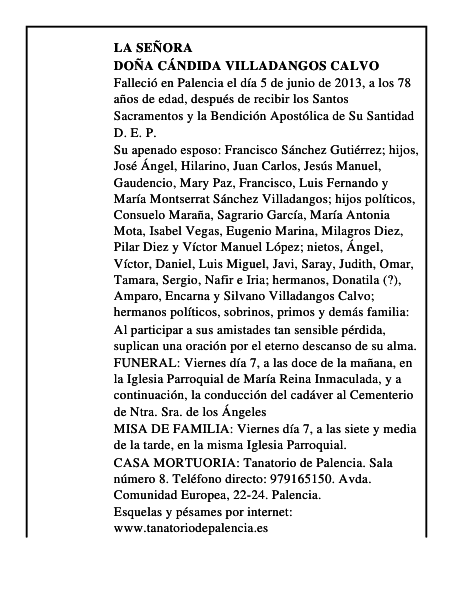 Doña Cándida Villadangos Calvo