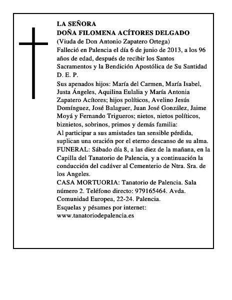 Doña Filomena Acítores Delgado