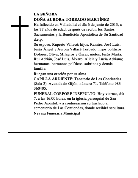 Doña Aurora Torbado Martínez