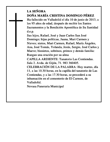 Doña María Cristina Domingo Pérez