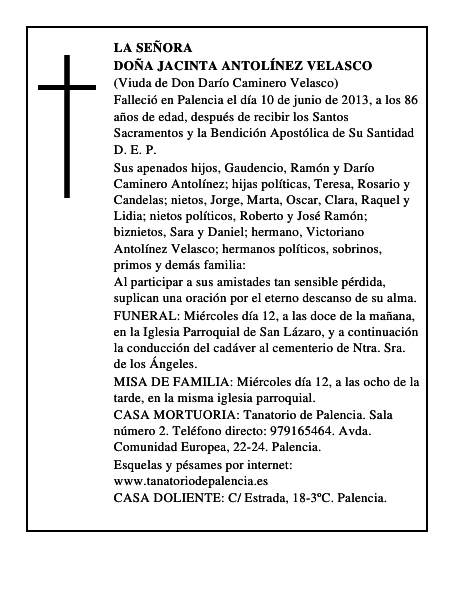 Doña Jacinta Antolínez Velasco