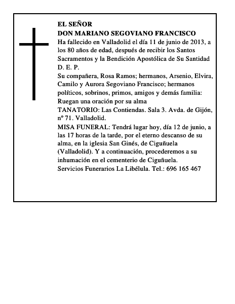 Don Mariano Segoviano Francisco