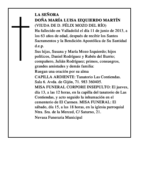 Doña María Luisa Izquierdo Martín