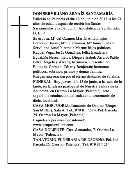 Don Serviliano Arnaíz Santamaría