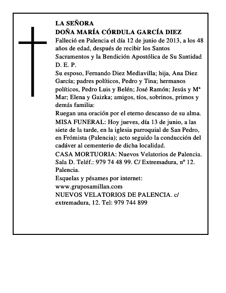 Doña María Córdula García Diez