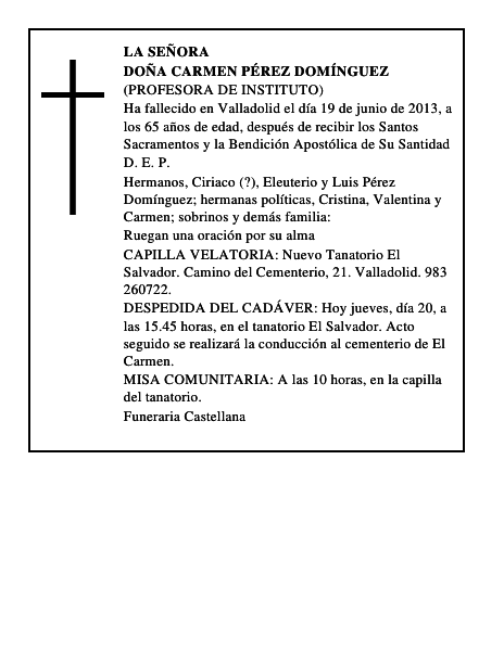 Doña Carmen Pérez Domínguez