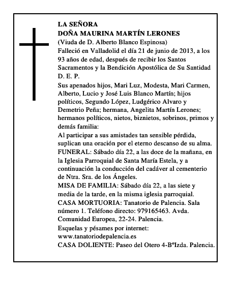 Doña Maurina Martín Lerones