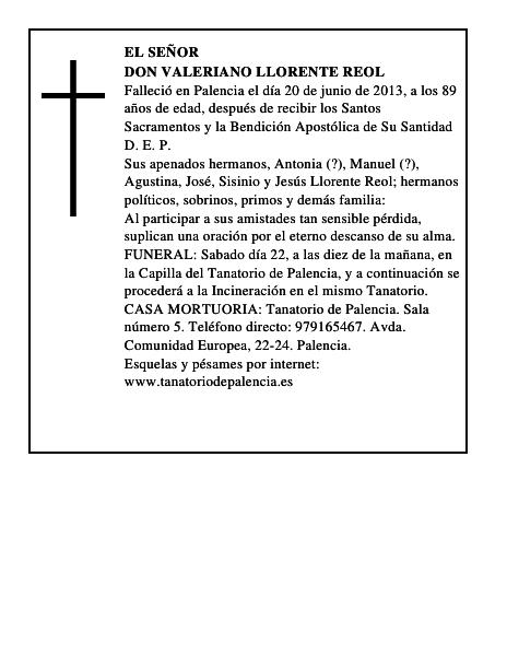 Don Valeriano Llorente Reol