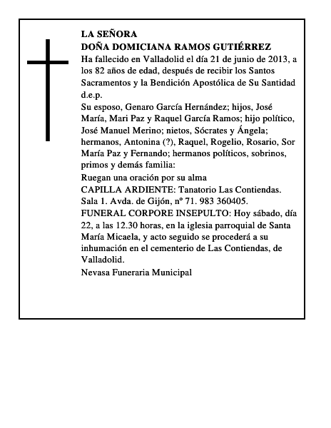 Doña Domiciana Ramos Gutiérrez