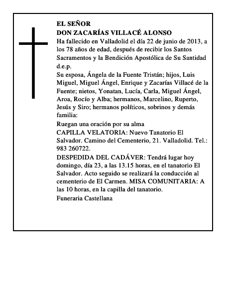 Don Zacarías Villacé Alonso