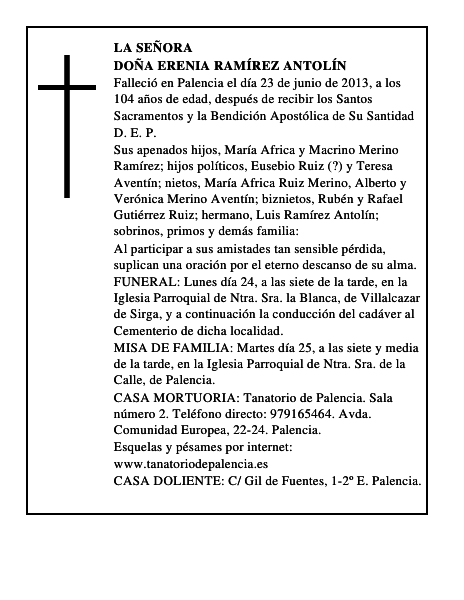 Doña Erenia Ramírez Antolín